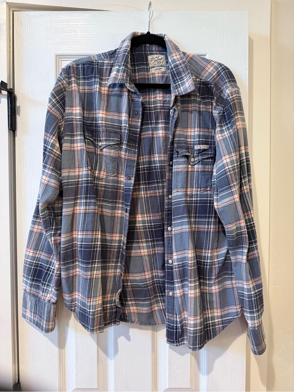 Lucky Brand Blue and Pink Plaid Button-Up Shirt